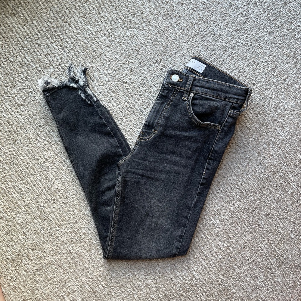 Topshop Jamie High-waist Ripped Hem Denim